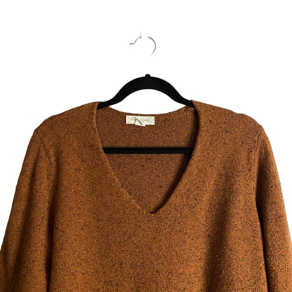 Treasure & Bond Women's Cognac V-Neck Knit Sweater - Picture 2 of 7